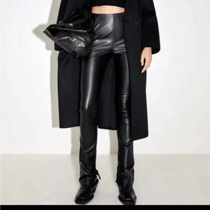 ZARA Long Faux Leather Pants M